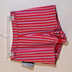 Etiquette Red w. Gray Stripes Short Shorts - NWT - M